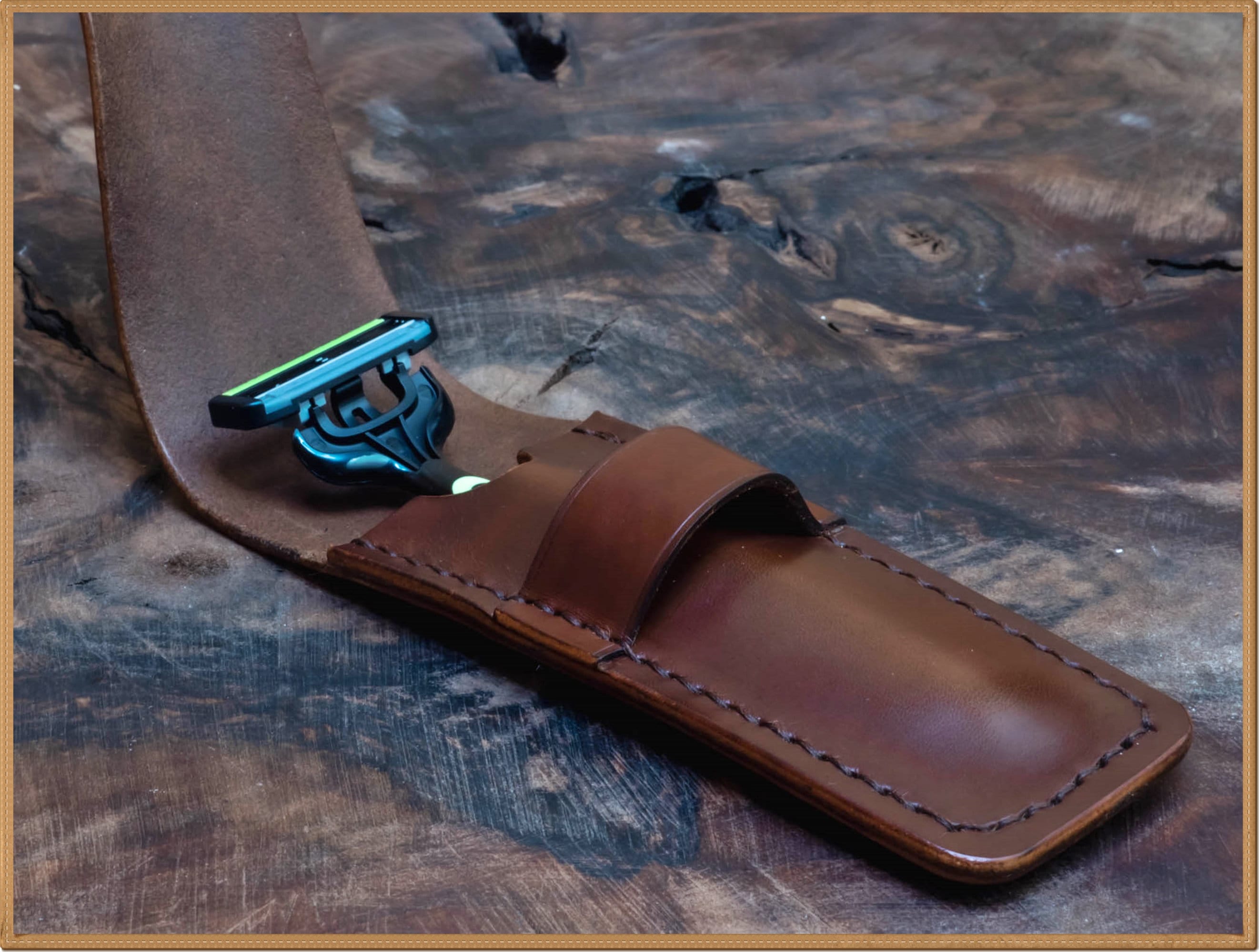 Traditional Razor Case Razor Case Made of Leather in Dark Brown Color - Etsy