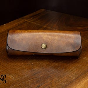 handcrafted leather eyeglass pouch