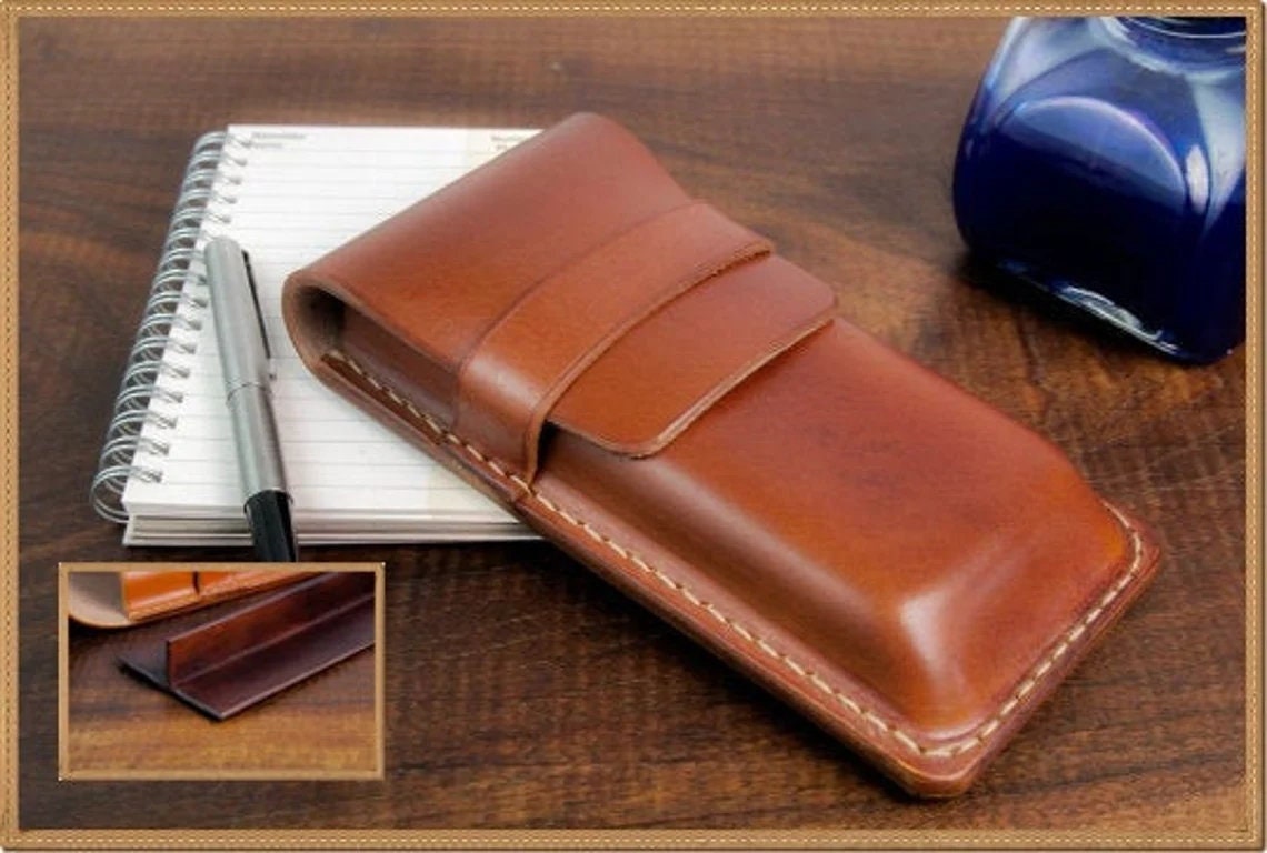 Stylish Spanish Brown Leather Case for 4-6 Pens - Perfectly Organized