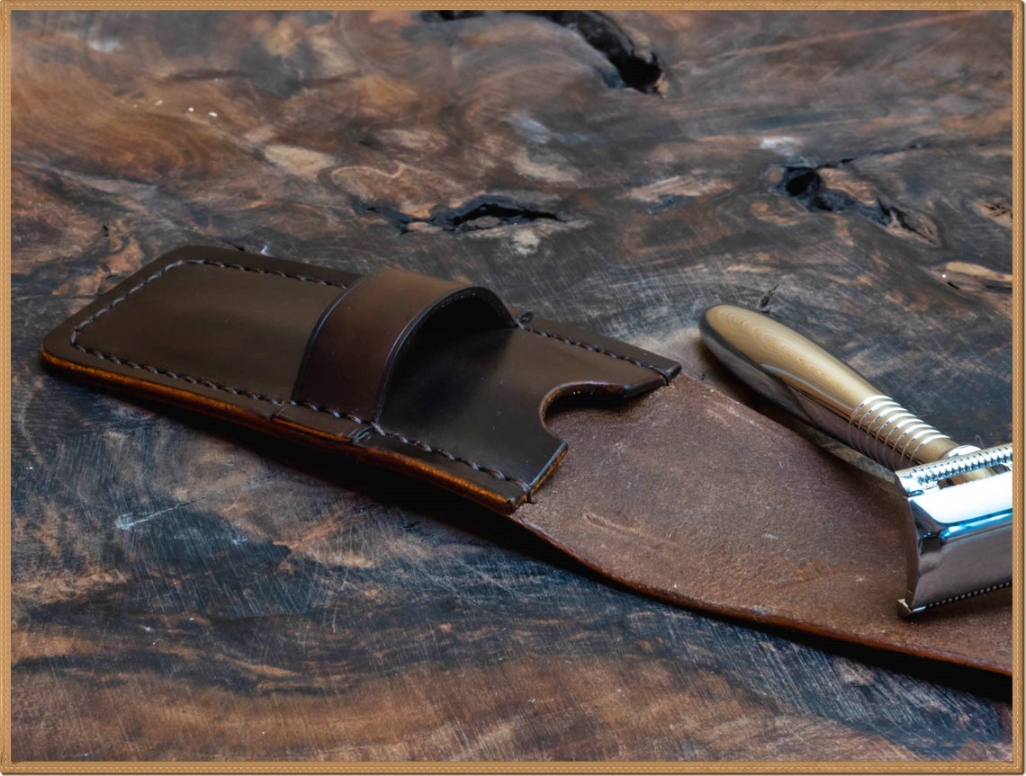 Traditional Razor Case Razor Case Made of Leather in Chocolate Color - Etsy