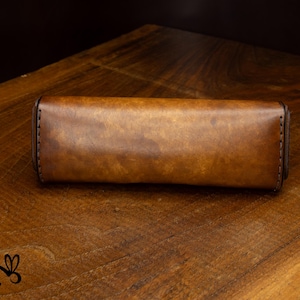handcrafted leather eyeglass pouch