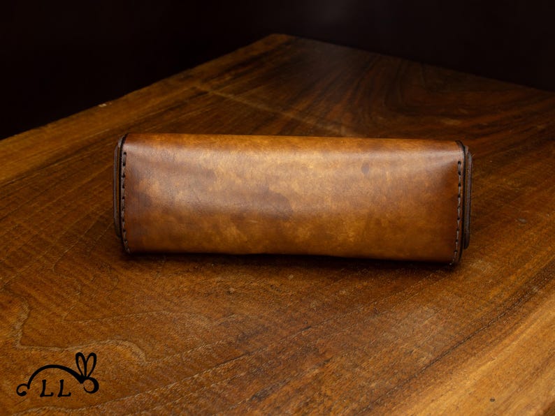 handcrafted leather eyeglass pouch