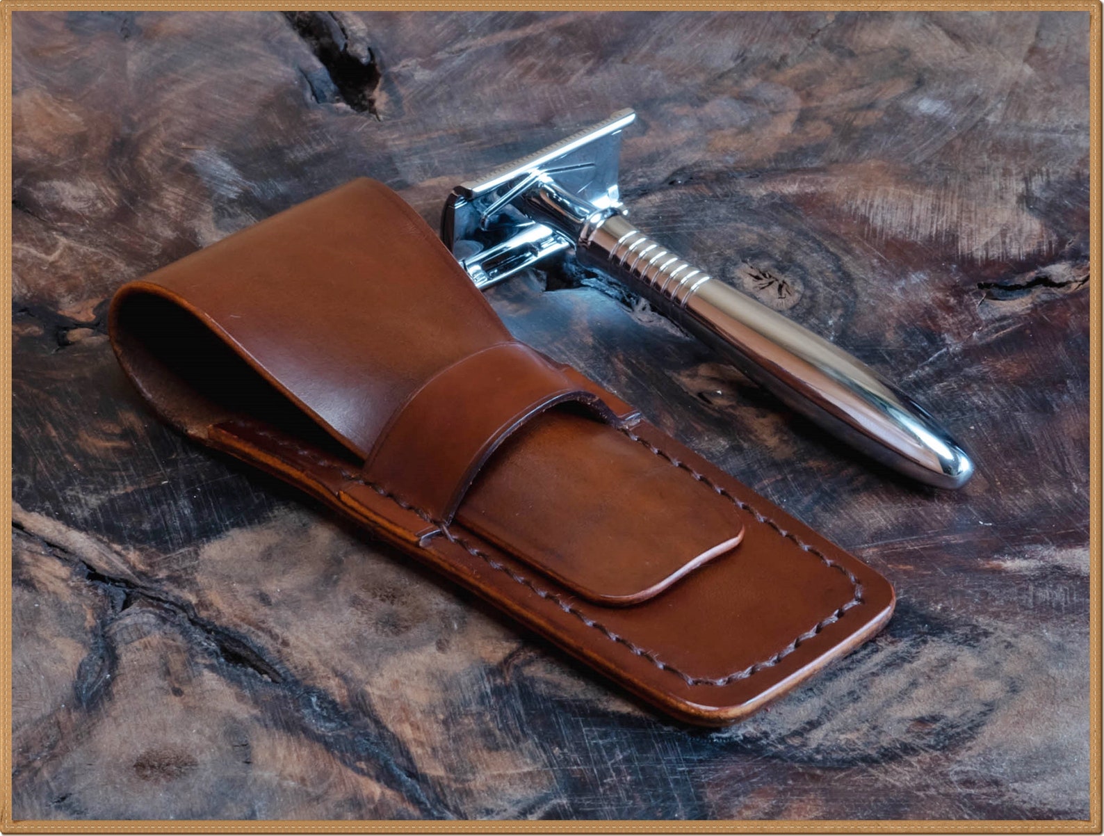 Razor Case Made of Leather in Dark Brown Color - Etsy