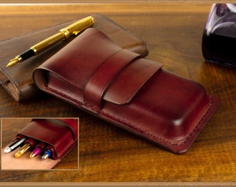 Mahogany case with divider for 4 fountain pens