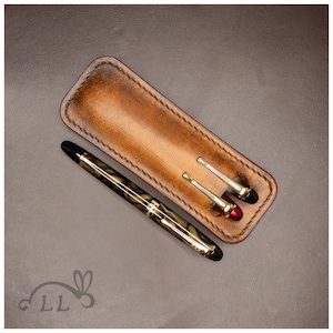 Pocket Leather Pen Holder for 1-2 Pens - Antique