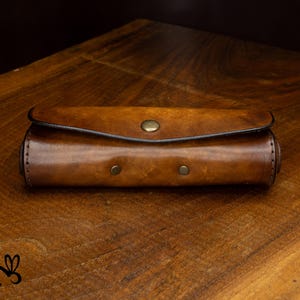 handcrafted leather eyeglass pouch