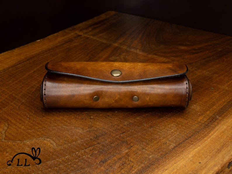 handcrafted leather eyeglass pouch