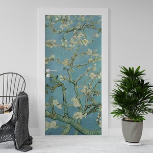 Décoration adhésive. Décoration adhésive pour portes et meubles, Van Gogh, branche d'amandier, décorations d'intérieur, ameublement moderne.
