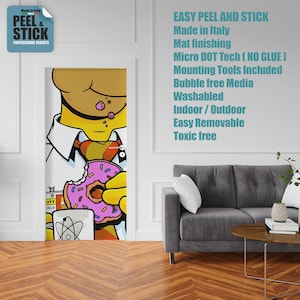 Autocollant porte et réfrigérateur, Donut Eater, dessin animé, décoration intérieure, autocollants décoratifs pour la maison.