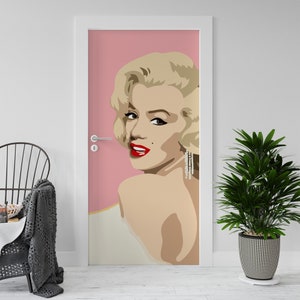 Wall Decal. Door and fridge sticker, California actress in pink, interior decoration, decorative stickers for the home.