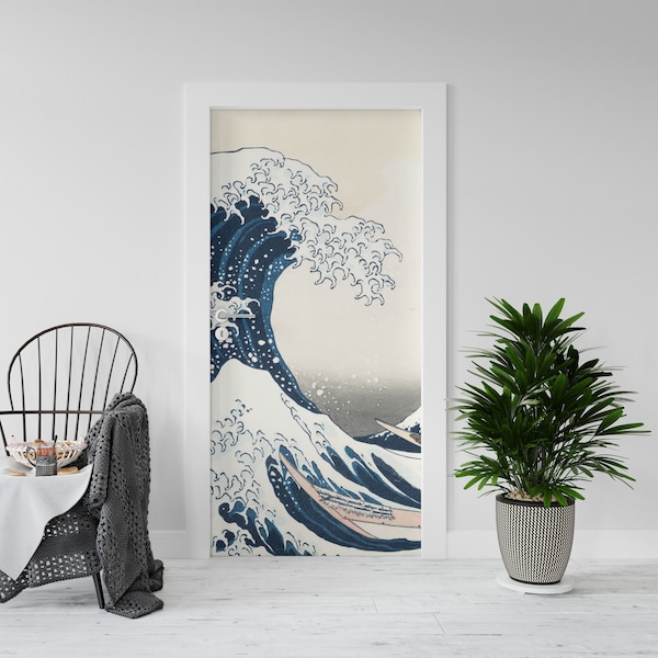 Autocollant pour portes et réfrigérateur, Hokusai Onda, décorations d'intérieur, autocollants décoratifs pour la maison.