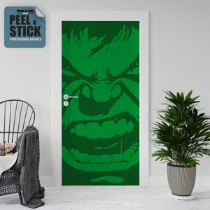 Décoration adhésive. Sticker porte et frigo, L'Incroyable Héros Vert, décorations d'intérieur, stickers décoratifs pour la maison.