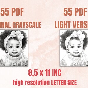 55 Cute Black Babies Coloring Book, Printable Sleeping Afro Baby Coloring Pages, Grayscale Black Melanin Coloring Book for Adults and Kids