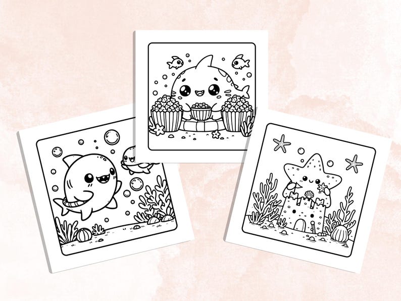 Cozy Bubble Ocean Coloring Book, 40 Printable Coloring Pages, Free PNG Cover, Digital Coloring Pages, Underwater Procreate Fun for Adults