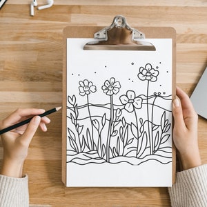 Bold and Easy Coloring Book, Cute Botanical Coloring Pages, Kawaii Flowers Garden Coloring, Cozy Relaxing Activity for Adults and Kids