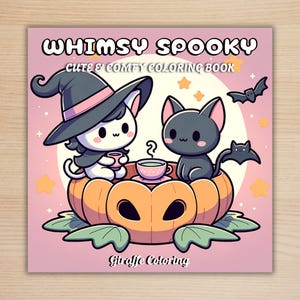 Whimsy Spooky Coloring Book, 40 Whimsical Coloring Pages, Free PNG Cover, Halloween Coloring Pages, Cute Creepy Procreate Fun for Adults