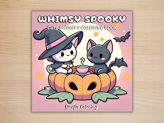Whimsy Spooky Coloring Book, 40 Whimsical Coloring Pages, Free PNG Cover, Halloween Coloring Pages, Cute Creepy Procreate Fun for Adults
