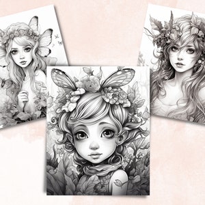 40 Little Forest Fairy Coloring Book, Fantasy Enhanted Woodland Fairy ...