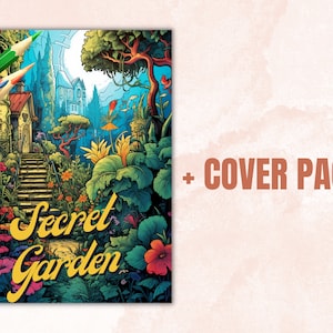 May include: A colourful illustration of a secret garden with a stone path leading up to a house. The text "Secret Garden" is written in a whimsical font.