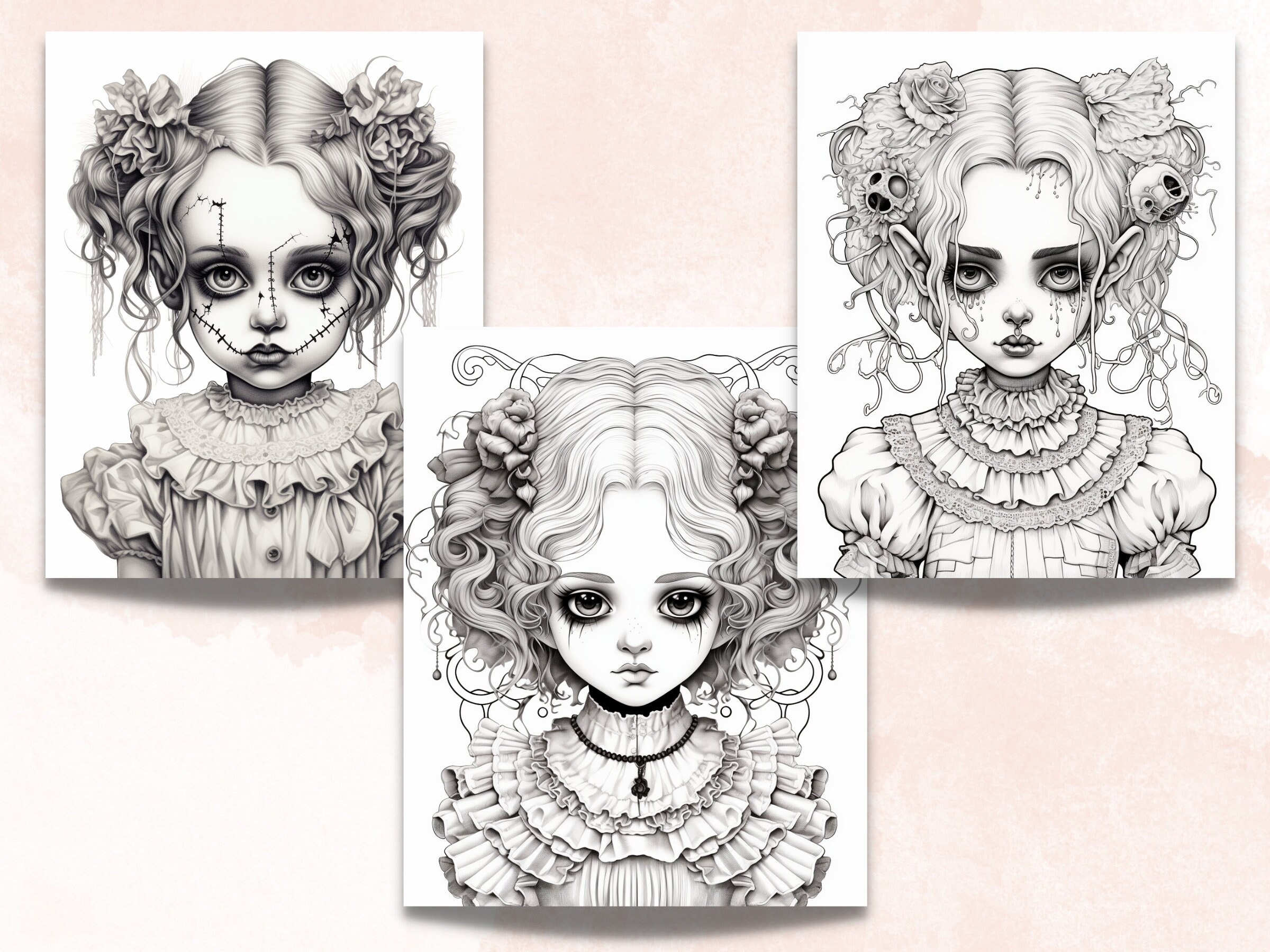 40 Cute Creepy Doll Coloring Book Printable Horror Spooky - Etsy