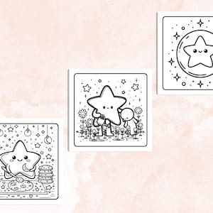 Bold and Easy Coloring Book, Cute Cozy Star Coloring Pages, Comfy Fuzzy Sky Coloring, Relaxing Activity for Adults and Kids, Stress Relief