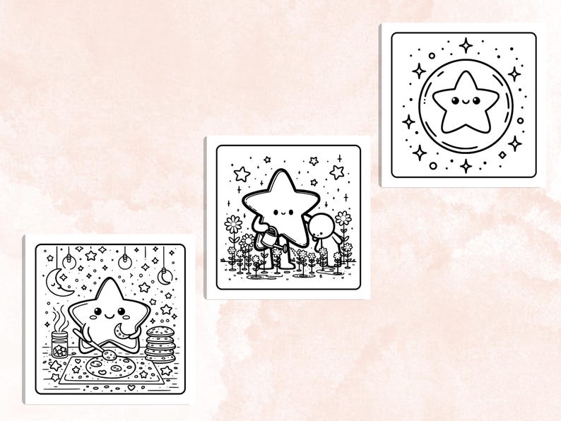 Bold and Easy Coloring Book, Cute Cozy Star Coloring Pages, Comfy Fuzzy Sky Coloring, Relaxing Activity for Adults and Kids, Stress Relief