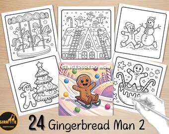 Cozy Gingerbread Man Coloring Pages, Christmas Bold and Easy Coloring Book, Hygge Kawaii Coloring, Relaxing Activity for Adults and Kids