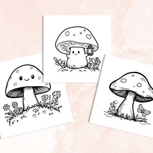 Bold and Easy Coloring Book, Kawaii Mushroom Coloring Pages, Cute Floral Mushrooms Coloring, Cozy Relaxing Activity for Adults and Kids