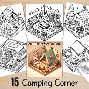 Bold and Easy Coloring Book, Cute Camping Corner Coloring Pages, Cozy Travel Moments Coloring, Relaxing Activity for Adults, Stress Relief