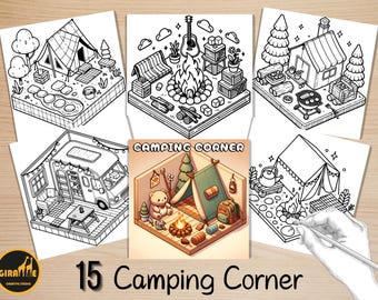Bold and Easy Coloring Book, Cute Camping Corner Coloring Pages, Cozy Travel Moments Coloring, Relaxing Activity for Adults, Stress Relief