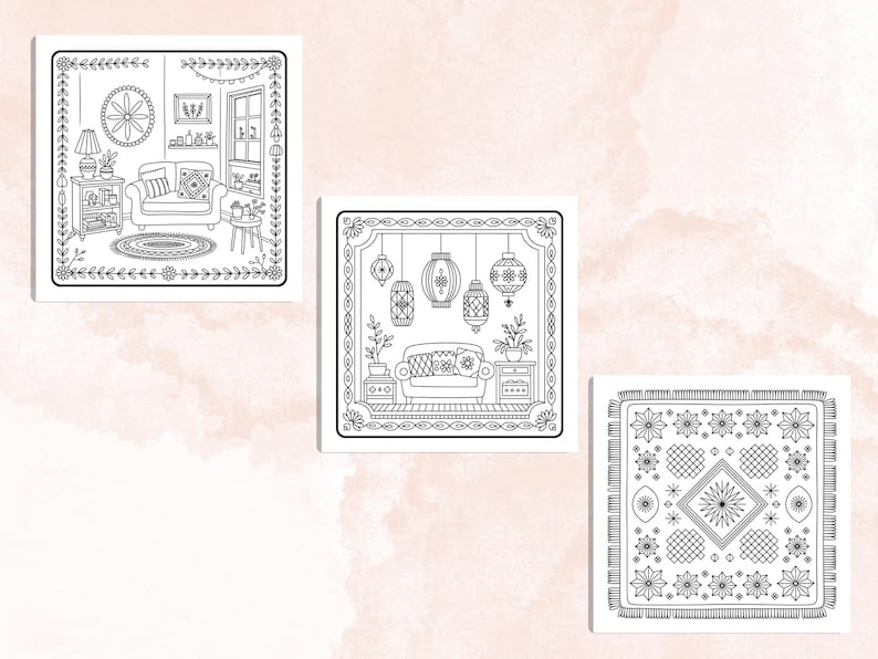 25 Cozy Home Folk Art Coloring Pages, Scandinavian Nordic Interior ...