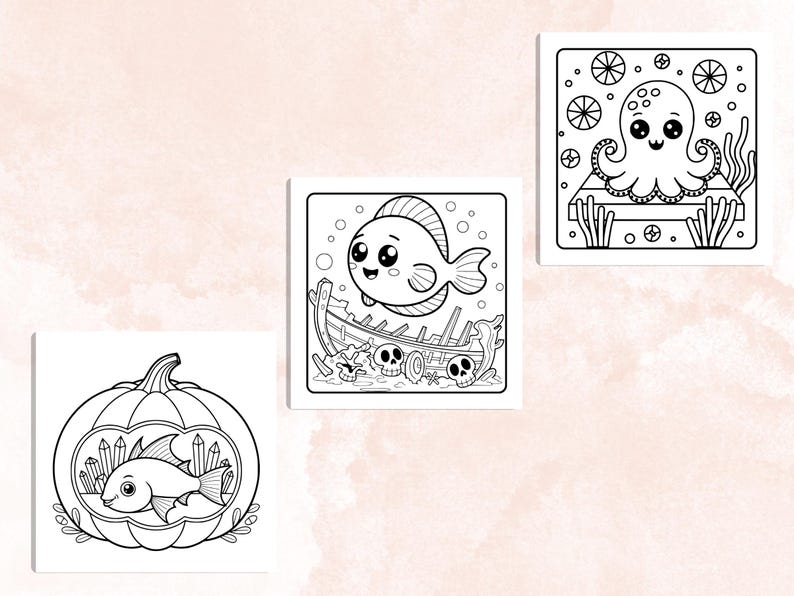 Whimsy Spooky Coloring Book, 40 Whimsical Coloring Pages, Free PNG Cover, Halloween Coloring Pages, Cute Creepy Procreate Fun for Adults