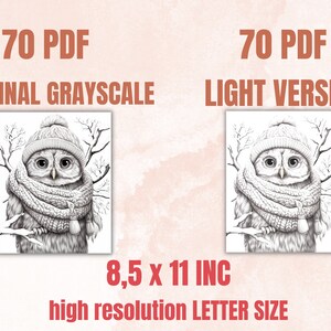 70 Winter Animals Coloring Book, Printable Winter Cutties Coloring Pages, Grayscale Cute Winter Woodland Coloring Book for Adults and Kids