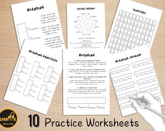 Coloring Practice Pages, Pattern Journal Worksheets, Blending Practice Coloring, How to Color with Alcohol Markers, Color Swatches Chart