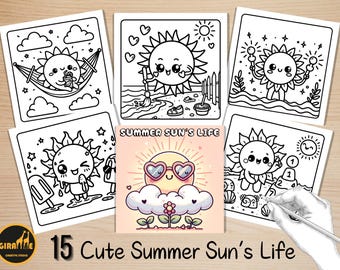 Bold and Easy Coloring Book, Summer Sun Coloring Pages, Cute Comfy Beach Scenes, Whimsical Summer Coloring, Stress Relief for Kids