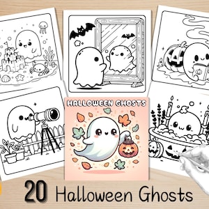 Bold and Easy Coloring Book, Halloween Ghost Coloring Pages, Creepy Spooky Halloween Ghost Coloring, Relaxing Activity for Adults and Kids