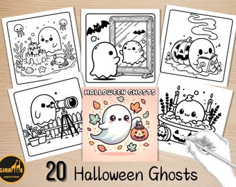 Bold and Easy Coloring Book, Halloween Ghost Coloring Pages, Creepy Spooky Halloween Ghost Coloring, Relaxing Activity for Adults and Kids