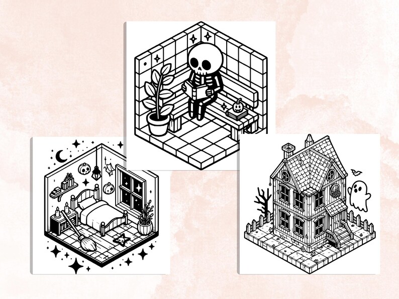 Bold and Easy Coloring Book, Spooky Corner Coloring Pages, Cute Cozy Creepy Moments Coloring, Relaxing Activity for Adults, Stress Relief