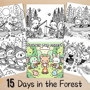 Bold and Easy Coloring Book, Hygge Cute Forest Days Coloring Pages, Cozy Woodland Coloring, Relaxing Activity for Adults, Stress Relief