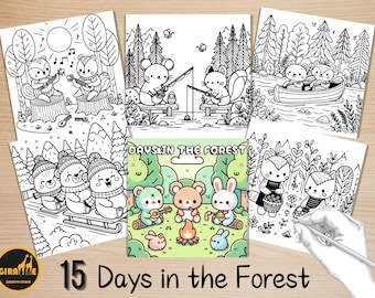 Bold and Easy Coloring Book, Hygge Cute Forest Days Coloring Pages, Cozy Woodland Coloring, Relaxing Activity for Adults, Stress Relief