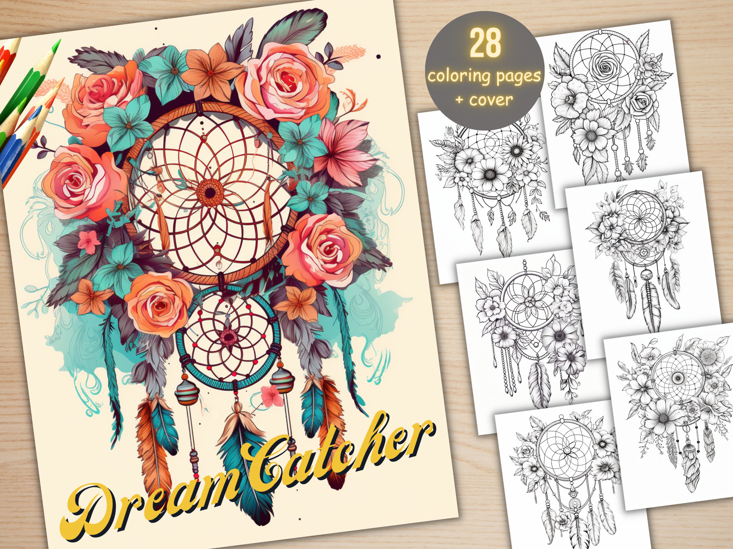 Dream Catcher Coloring Book for Adults: Unique hand Drawings - Anxiety,  Stress, Meditation, Happiness, and Relaxation - - Creative colorful art