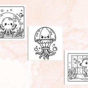 Cozy Bubble Ocean Coloring Book, 40 Printable Coloring Pages, Free PNG Cover, Digital Coloring Pages, Underwater Procreate Fun for Adults