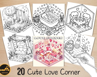 Bold and Easy Coloring Book, Cute Love Corner Coloring Pages, Comfy Cozy Valentines Coloring, Relaxing Activity for Adults, Stress Relief