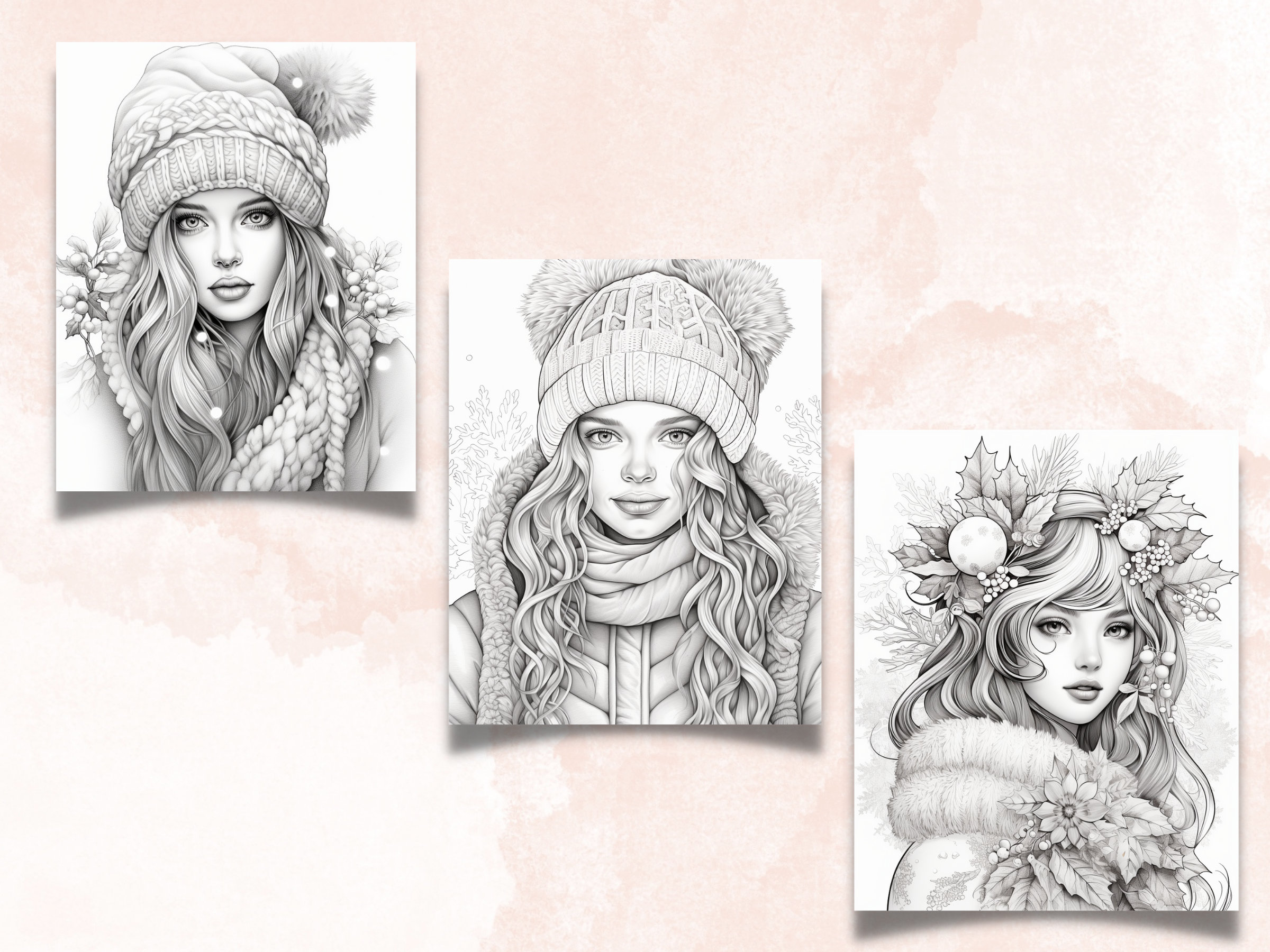 50-winter-beauties-coloring-book-printable-snow-woman-etsy