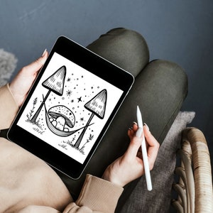 Bold and Easy Coloring Book, Kawaii Mushroom Coloring Pages, Cute Floral Mushrooms Coloring, Cozy Relaxing Activity for Adults and Kids