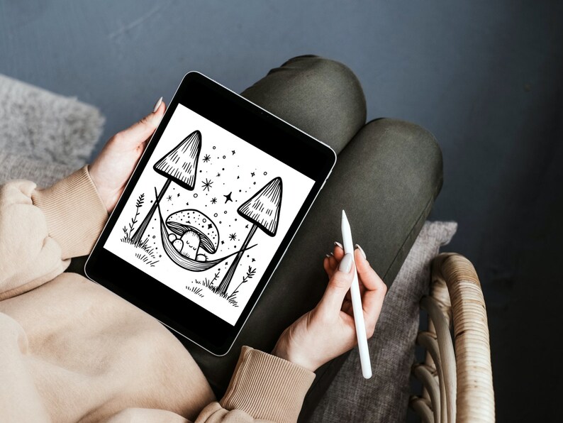 Bold and Easy Coloring Book, Kawaii Mushroom Coloring Pages, Cute Floral Mushrooms Coloring, Cozy Relaxing Activity for Adults and Kids