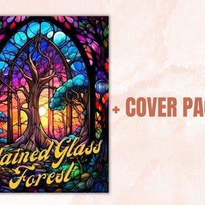55 Stained Glass Forest Coloring Book, Printable Enchanted Forest ...