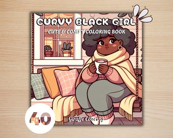 Curvy Black Girl Coloring Book, 40 Printable Afro Woman Coloring Pages, Free PNG Cover, African Girly Moments Procreate Fun for Adults