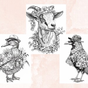 100 Spring Animals Coloring Book, Cute Easter Bunny Coloring Pages, Grayscale Cute Spring Chick and Sheep Coloring Book for Adults and Kids
