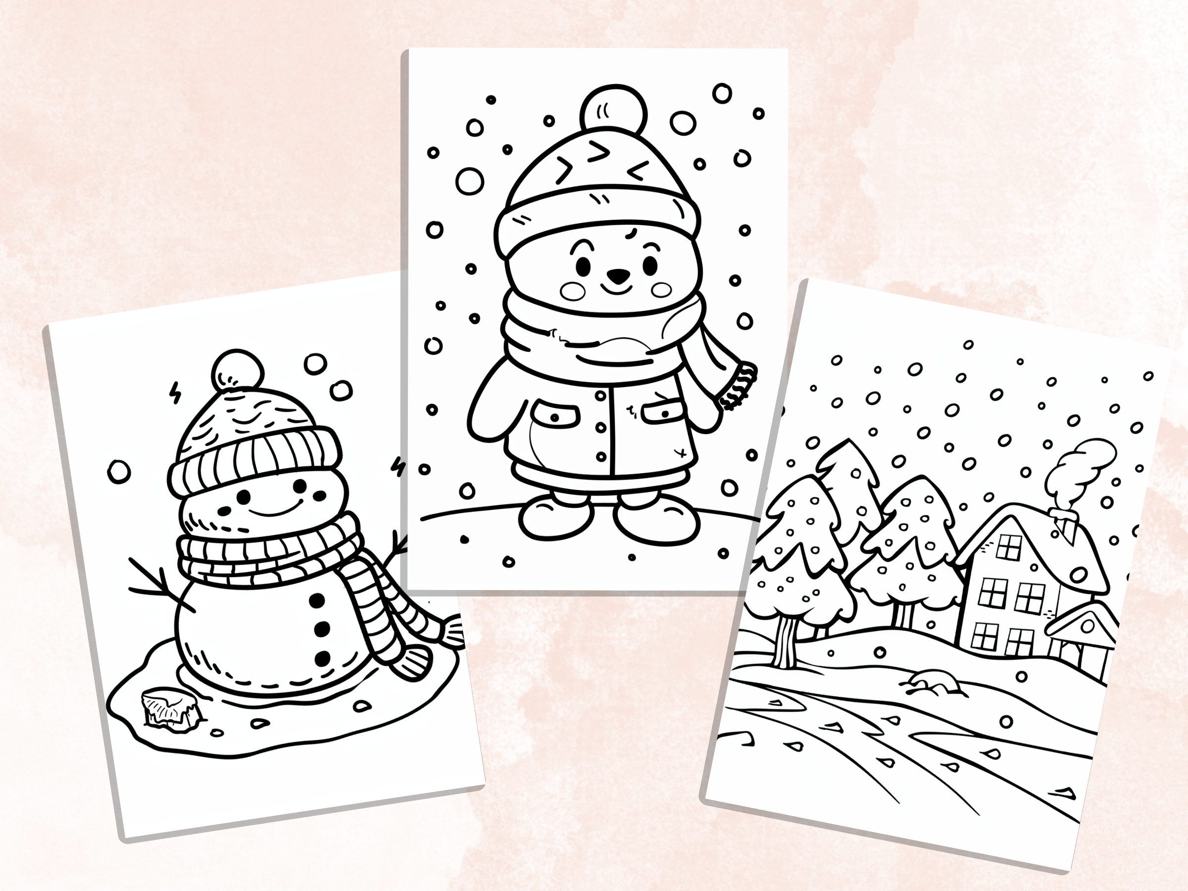 Bold and Easy Coloring Book, Cozy Cold Winter Snowy Scenes Coloring ...